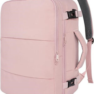 Yeacun-Travel Backpack for Women, Carry On Backpack with USB Charging Port & Shoe Pouch, TSA 15.6inch Laptop Backpack Flight Approved, Nurse Bag Casual Daypack for Weekender Business Hiking, Pink